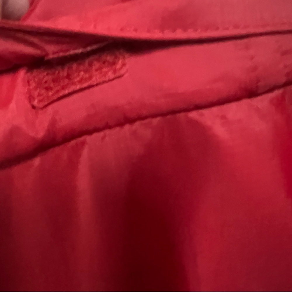 LL Bean XL Nylon Rain Jacket Windbreaker Red Full Zip Hidden Hood women Unisex - Picture 5 of 9